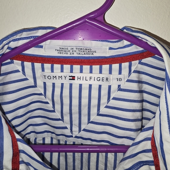 Vintage Tommy Hilfiger Blue and White Casual Button Down Shirt Size 10 - Picture 5 of 10